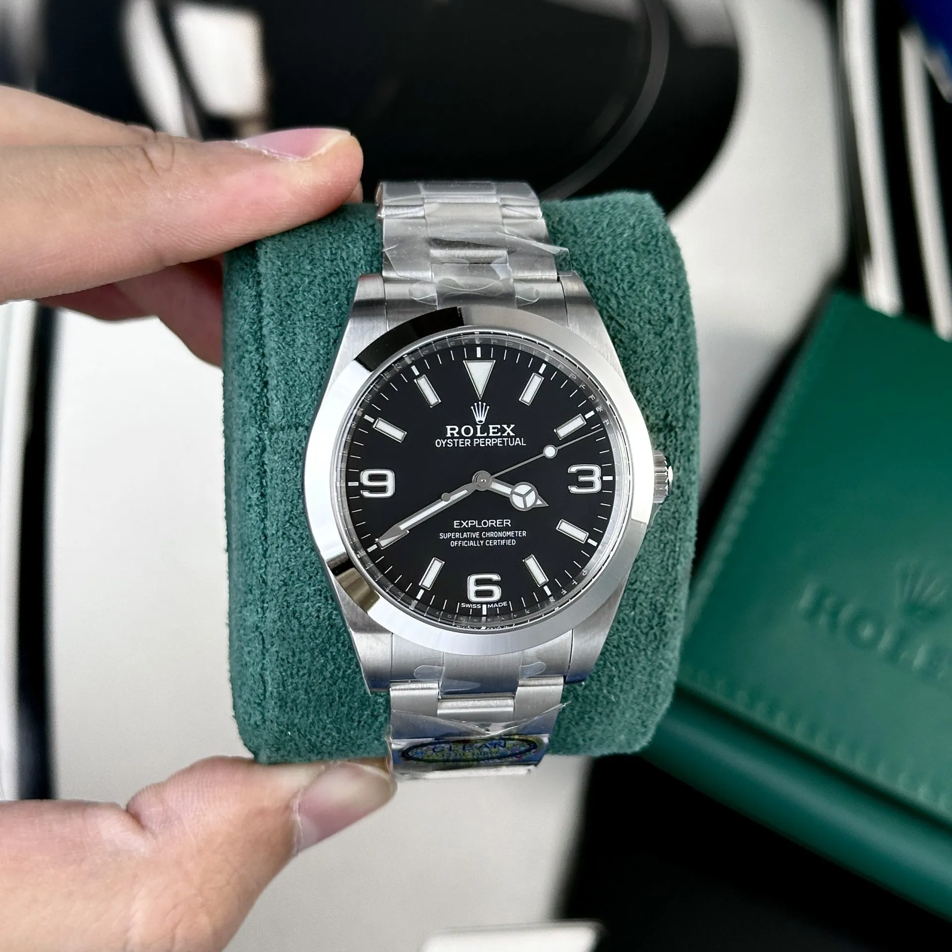 Explorer schwarzes Zifferblatt Oyster Armband