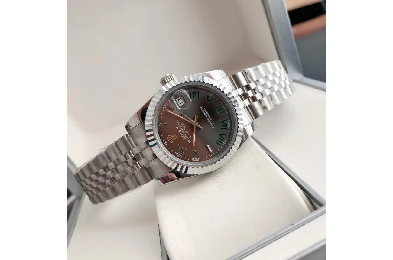 Datejust Edelstahl/Edelstahl Jubilee Grau/Römische Indizes Detailansicht