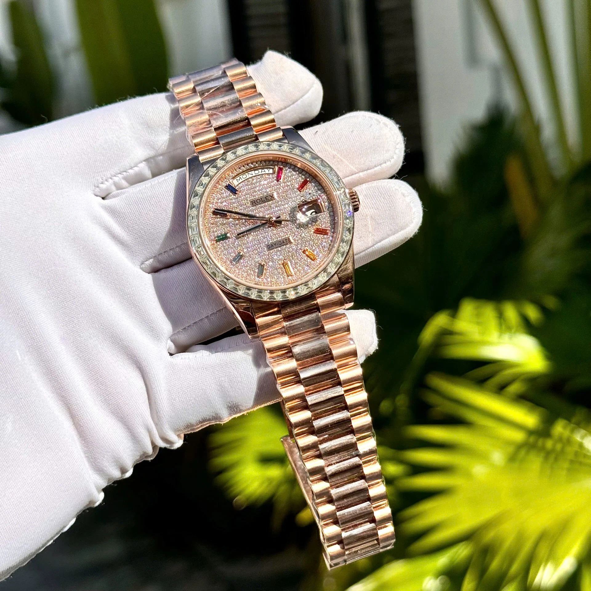 Rolex Day-Date mit Diamantbesatz-Pavé Zifferblatt 128395tbr-0008 36 mm – Superclone – Bild 5