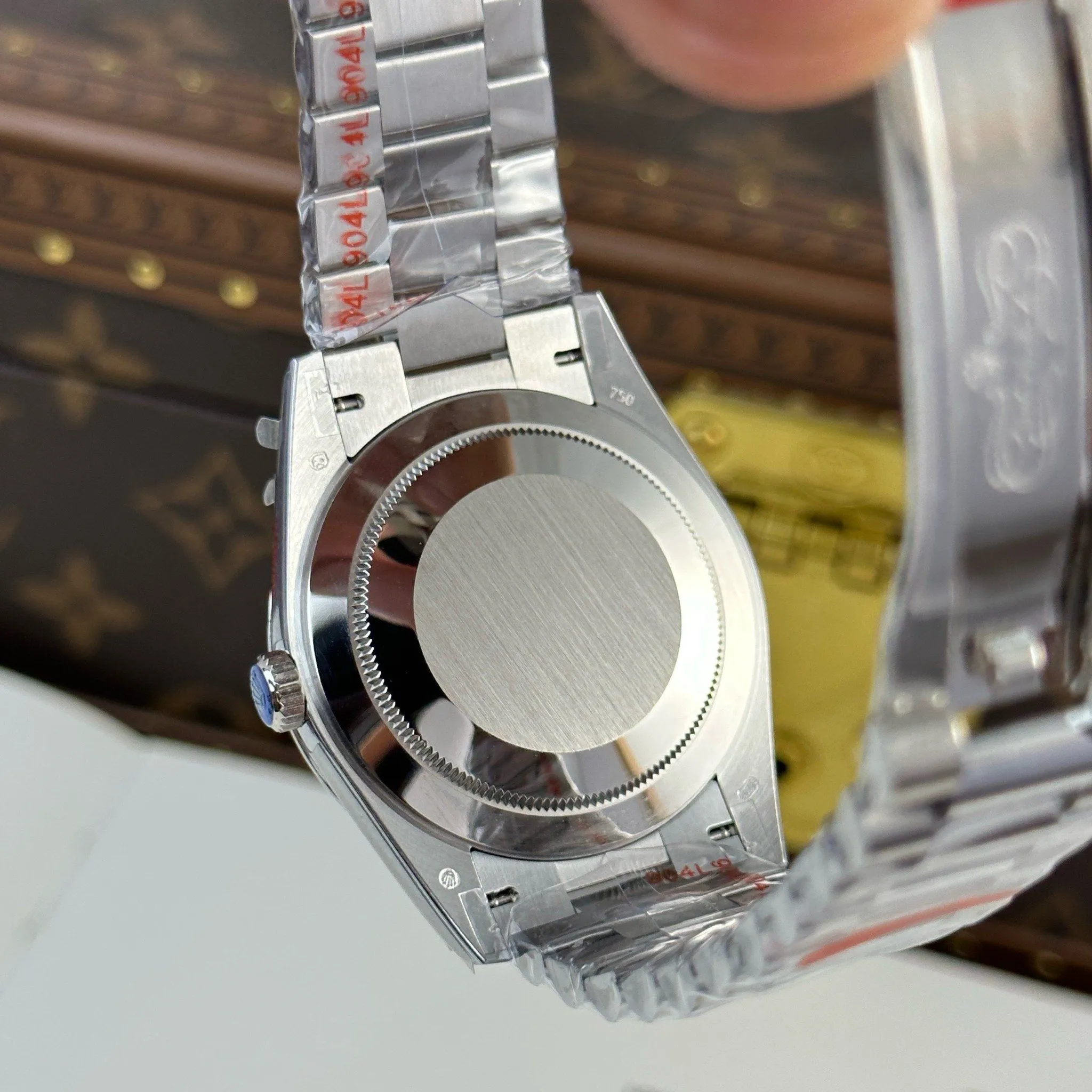 Day Date weißes Zifferblatt Geriffelt Lünette Presidential Armband
