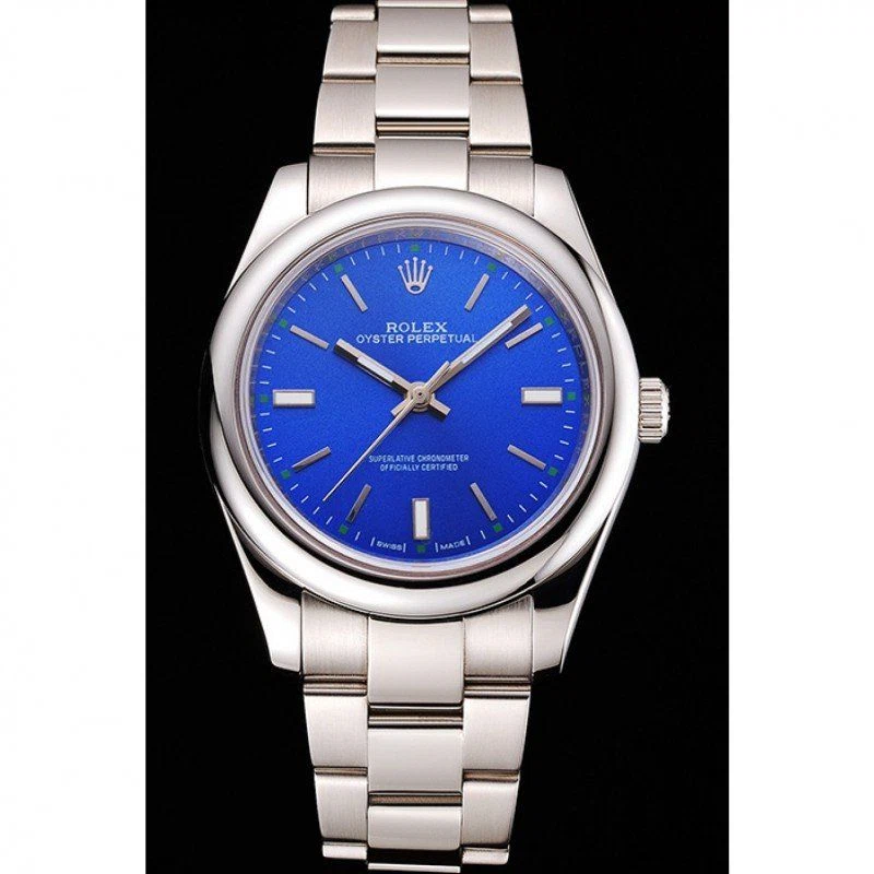 Oyster Perpetual Date blaues Zifferblatt REP016835 Perspektivansicht