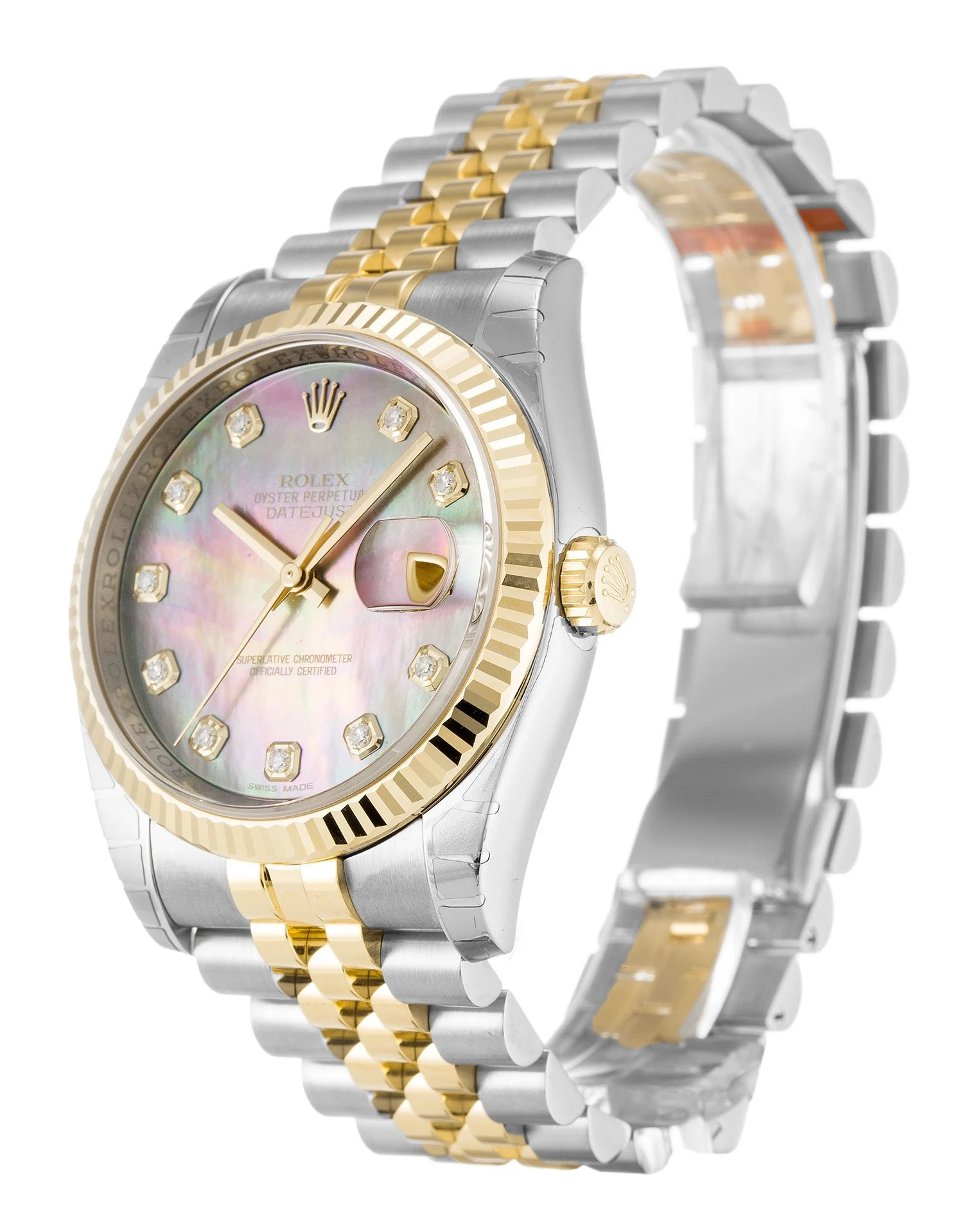 Datejust Perlmutt - schwarzes Zifferblatt 116233 Perspektivansicht