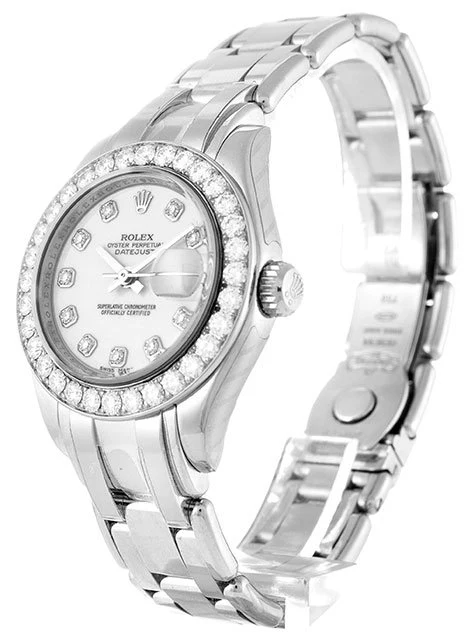 Pearlmaster weißes Zifferblatt 80299 Perspektivansicht
