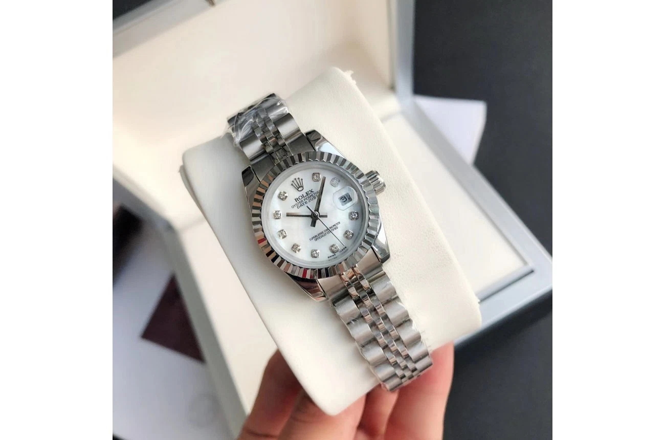 Datejust Edelstahl/Edelstahl Jubilee Weiß/Zifferblatt Profilansicht
