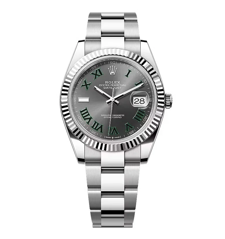 Rolex Datejust rhodiumfarbenes Zifferblatt 126334 “Wimbledon” Geriffelt/Oyster 41 mm