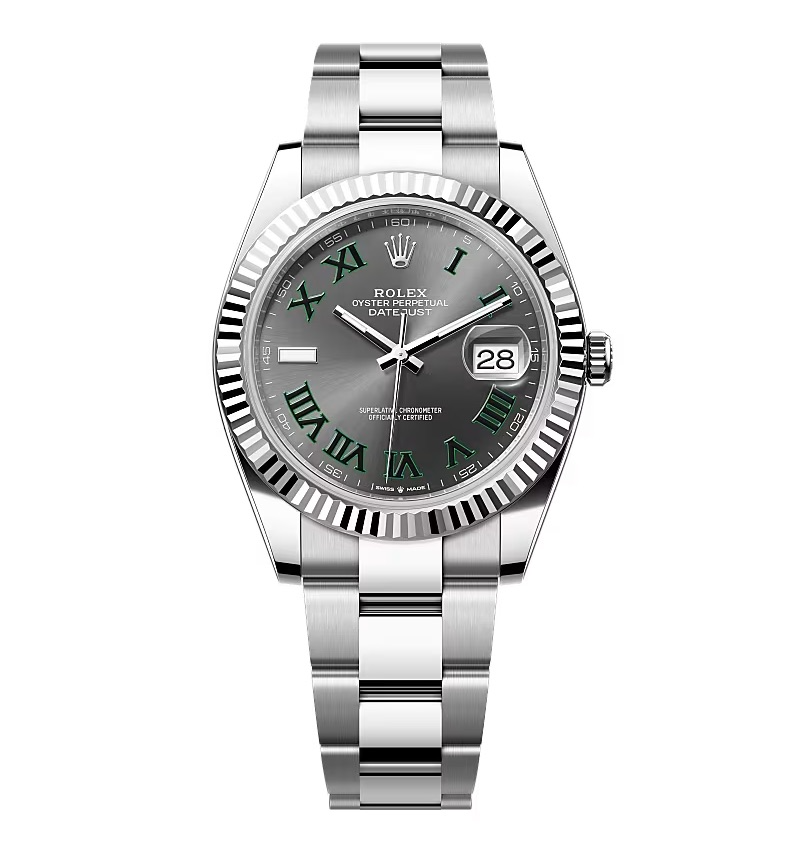 Rolex Datejust rhodiumfarbenes Zifferblatt 126334 “Wimbledon” Geriffelt/Oyster 41 mm