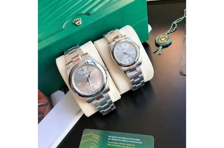 Oyster Perpetual Edelstahl/Edelstahl Silber/Stabindizes
