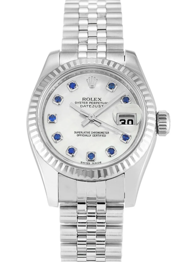 Lady-Datejust Perlmutt - weißes Zifferblatt 179174