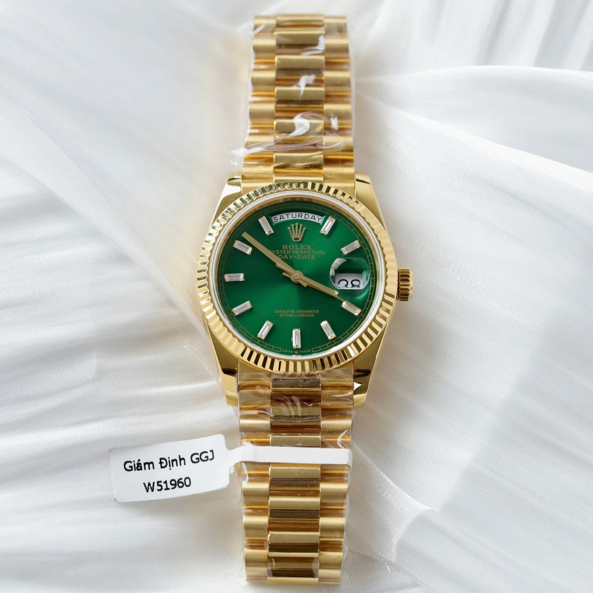 Rolex Day-Date Leuchtendgrün Zifferblatt mit Diamantbesatz 128238-0130 36 mm – Superclone – Bild 2