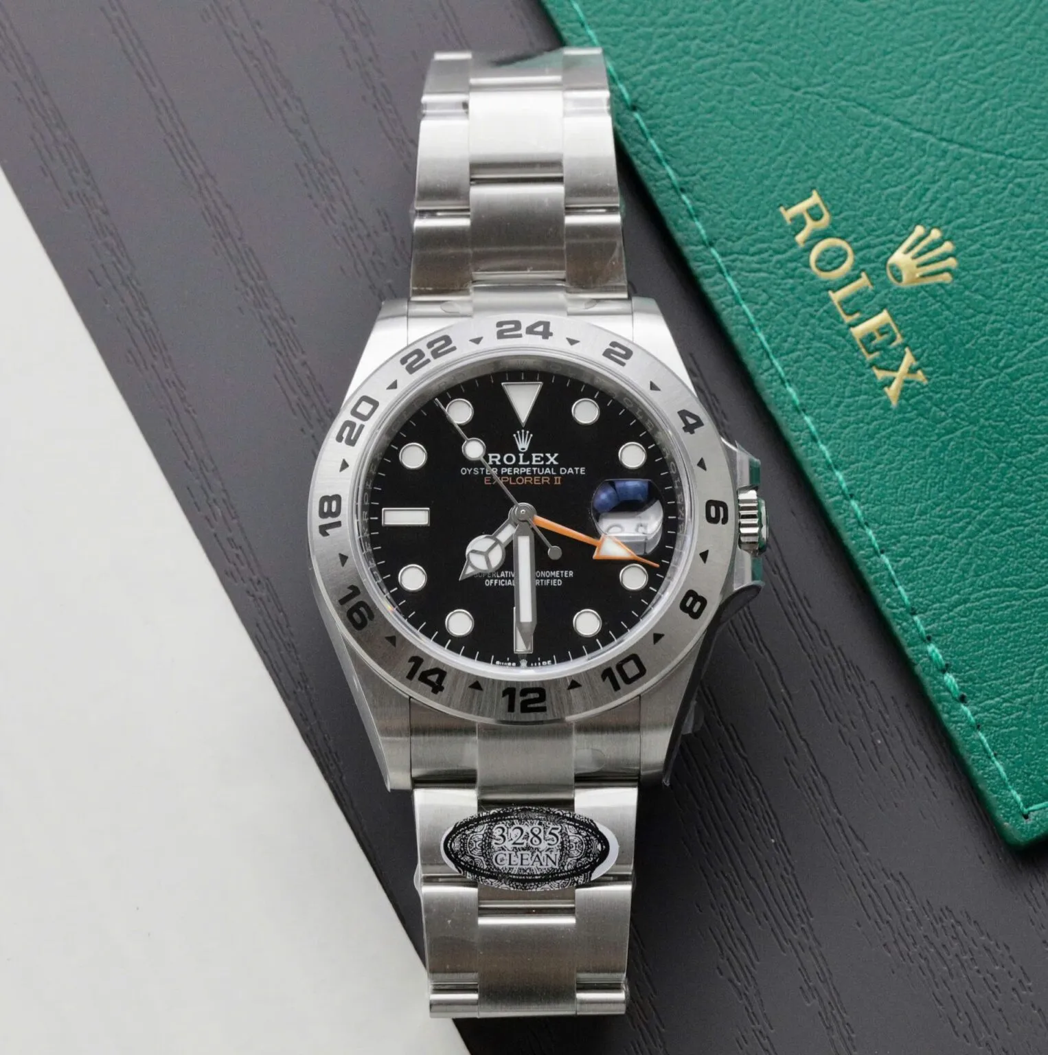 Explorer II schwarzes Zifferblatt Oyster Armband