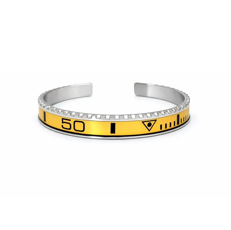 Gelb Titanstahl Lünette Cuff Armband