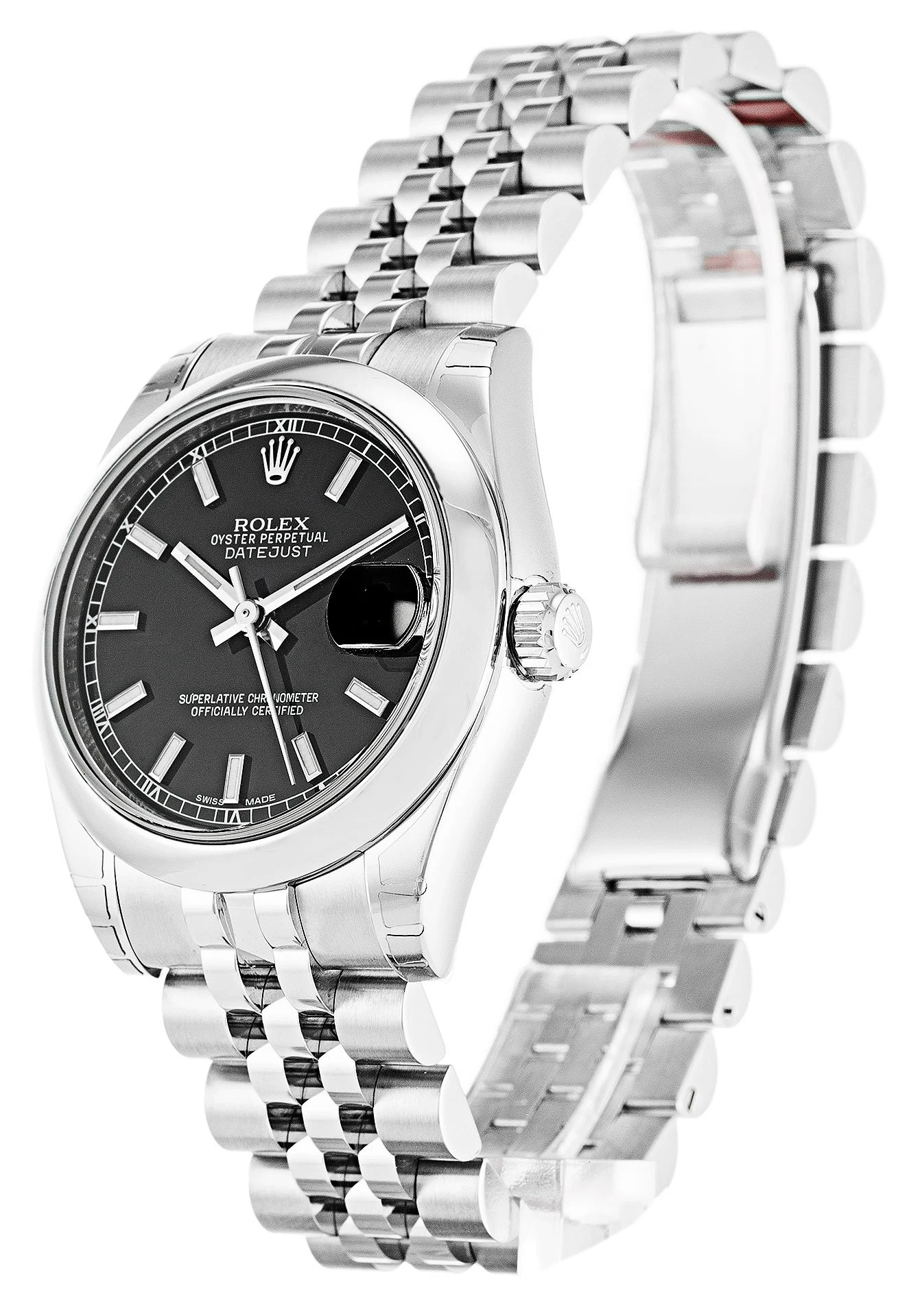 Lady-Datejust schwarzes Zifferblatt 178240-3 Perspektivansicht