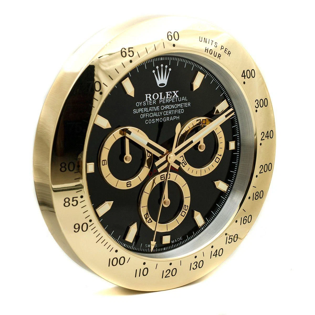 Wanduhr – DAYTONA Gold/schwarzes Zifferblatt