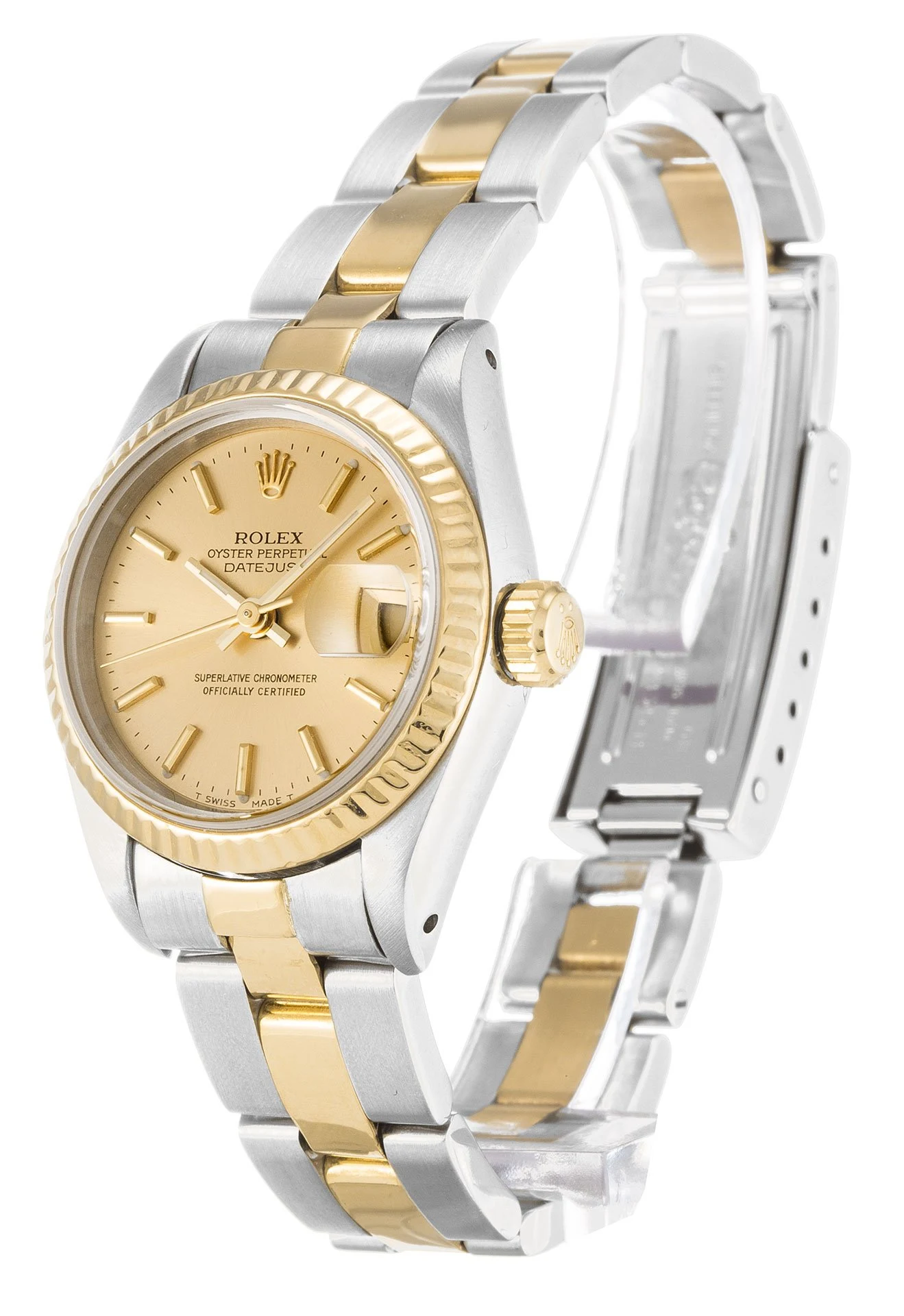 Lady-Datejust champagnerfarbenes Zifferblatt 69173 Perspektivansicht