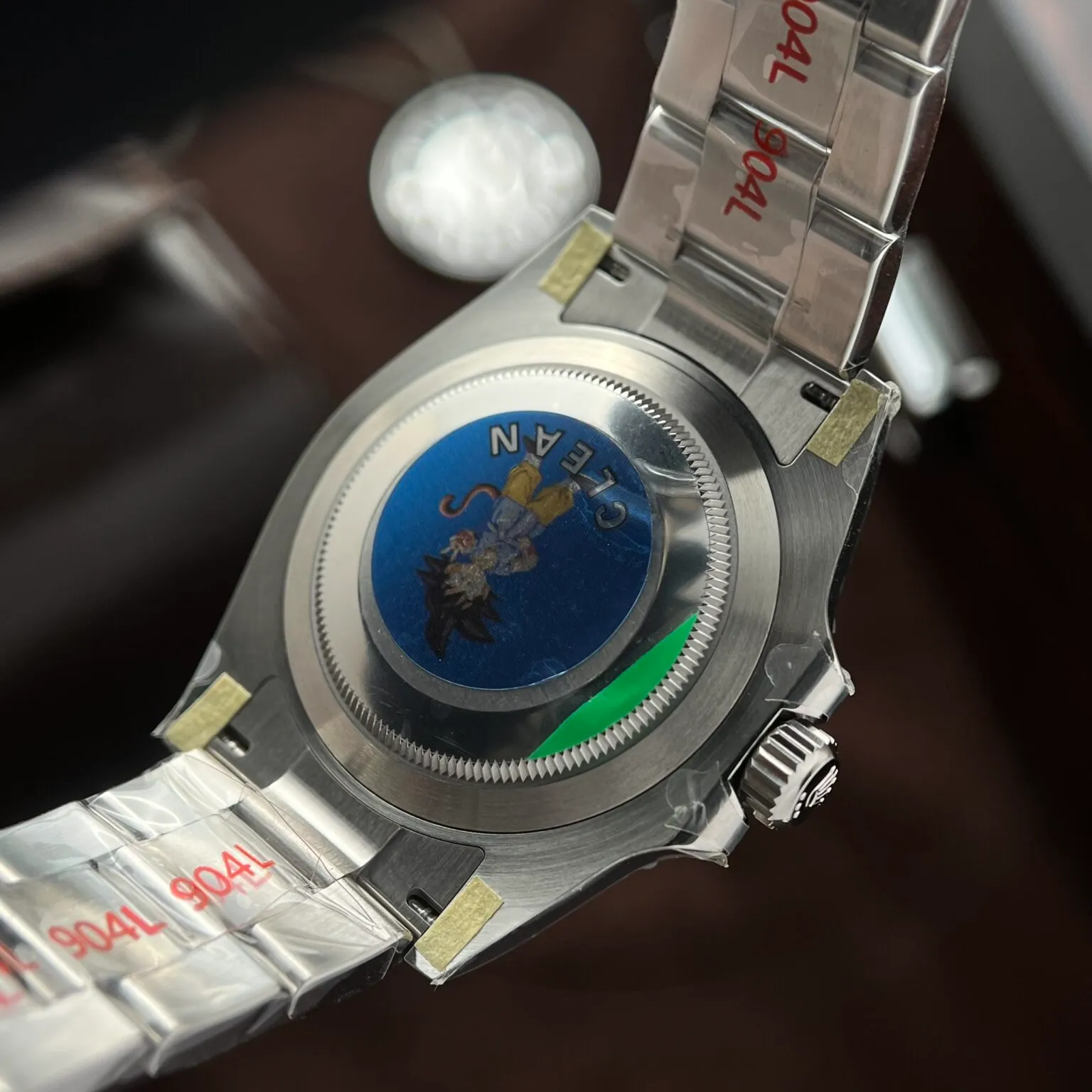 Submariner Hulk grünes Zifferblatt Grün Lünette Rückansicht