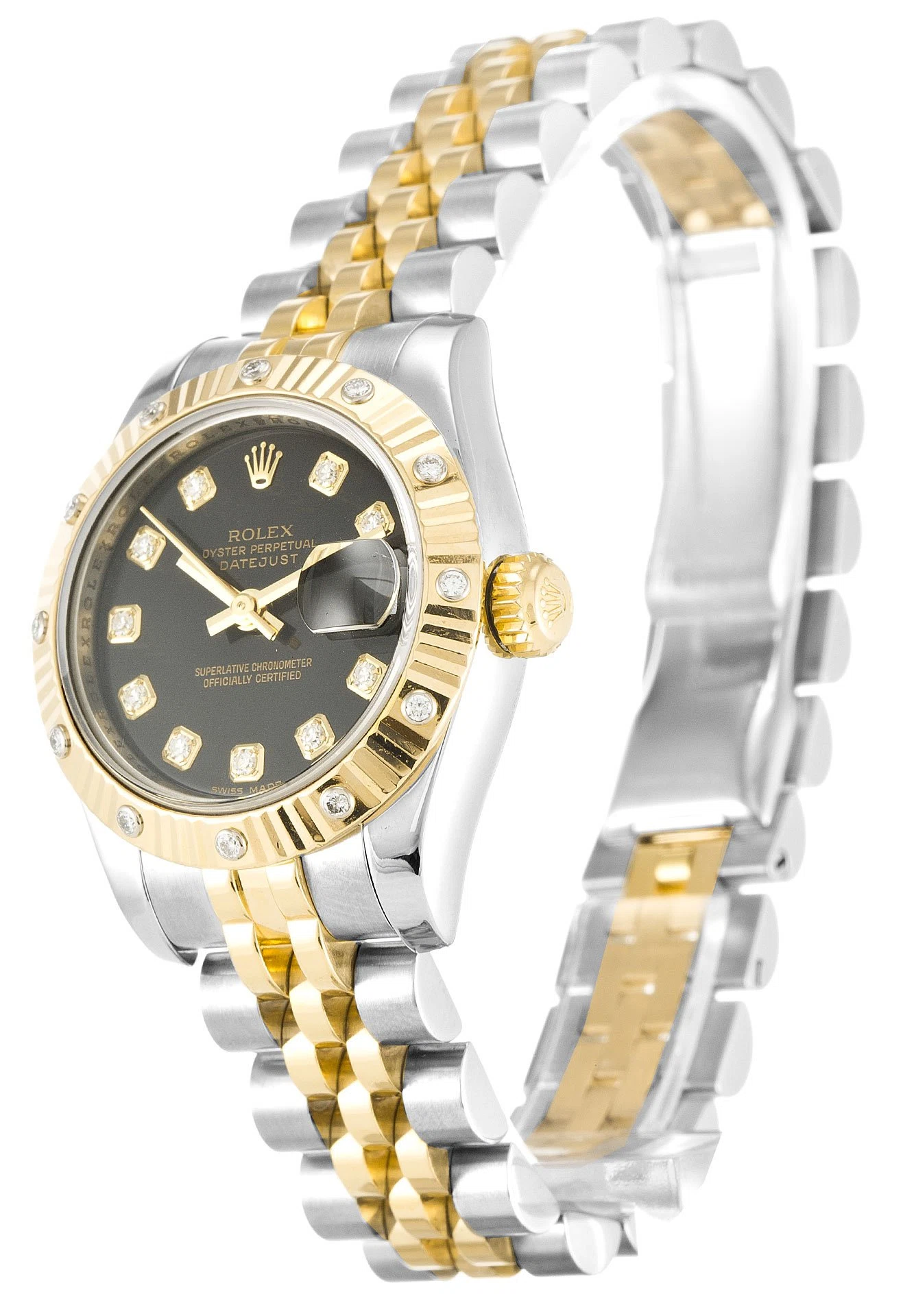 Lady-Datejust champagnerfarbenes Zifferblatt 179313-3 Perspektivansicht