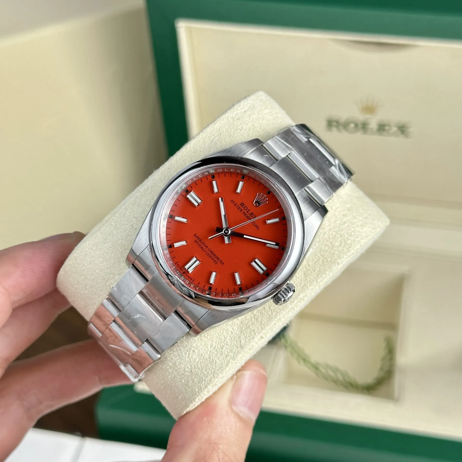 Oyster Perpetual Rot Zifferblatt Oyster Armband