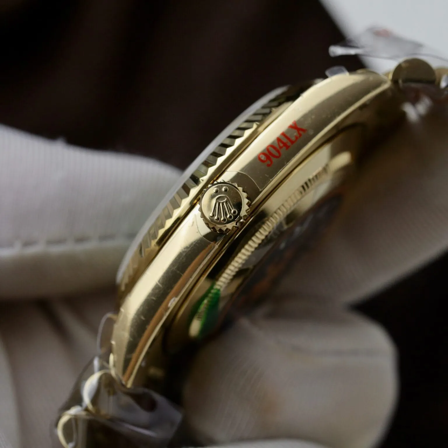 Day-Date Grün Ombre Zifferblatt Geriffelt Lünette Gelb Presidential Armband