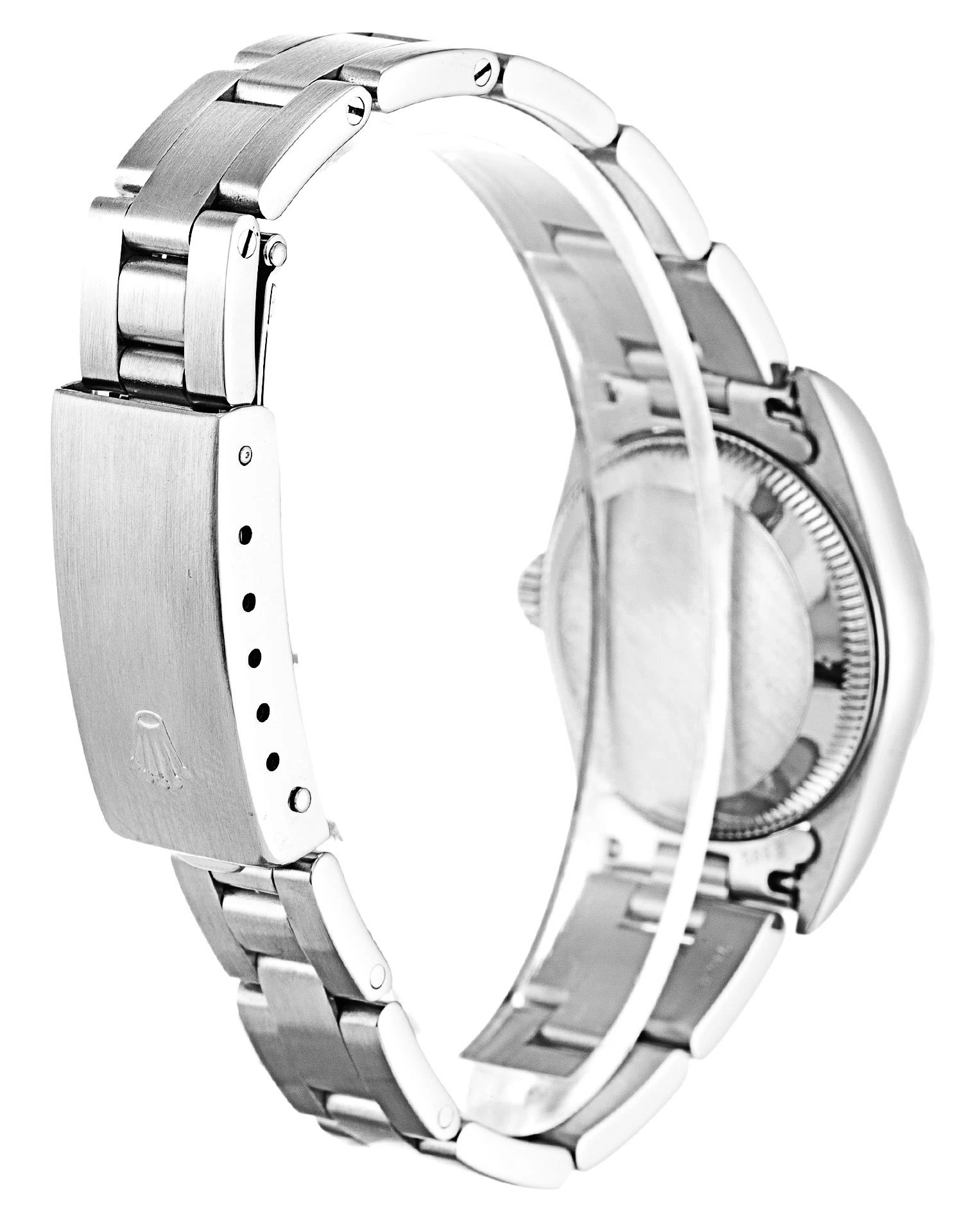 Oyster Perpetual Lady silberfarbenes Zifferblatt 67230 Schrägansicht