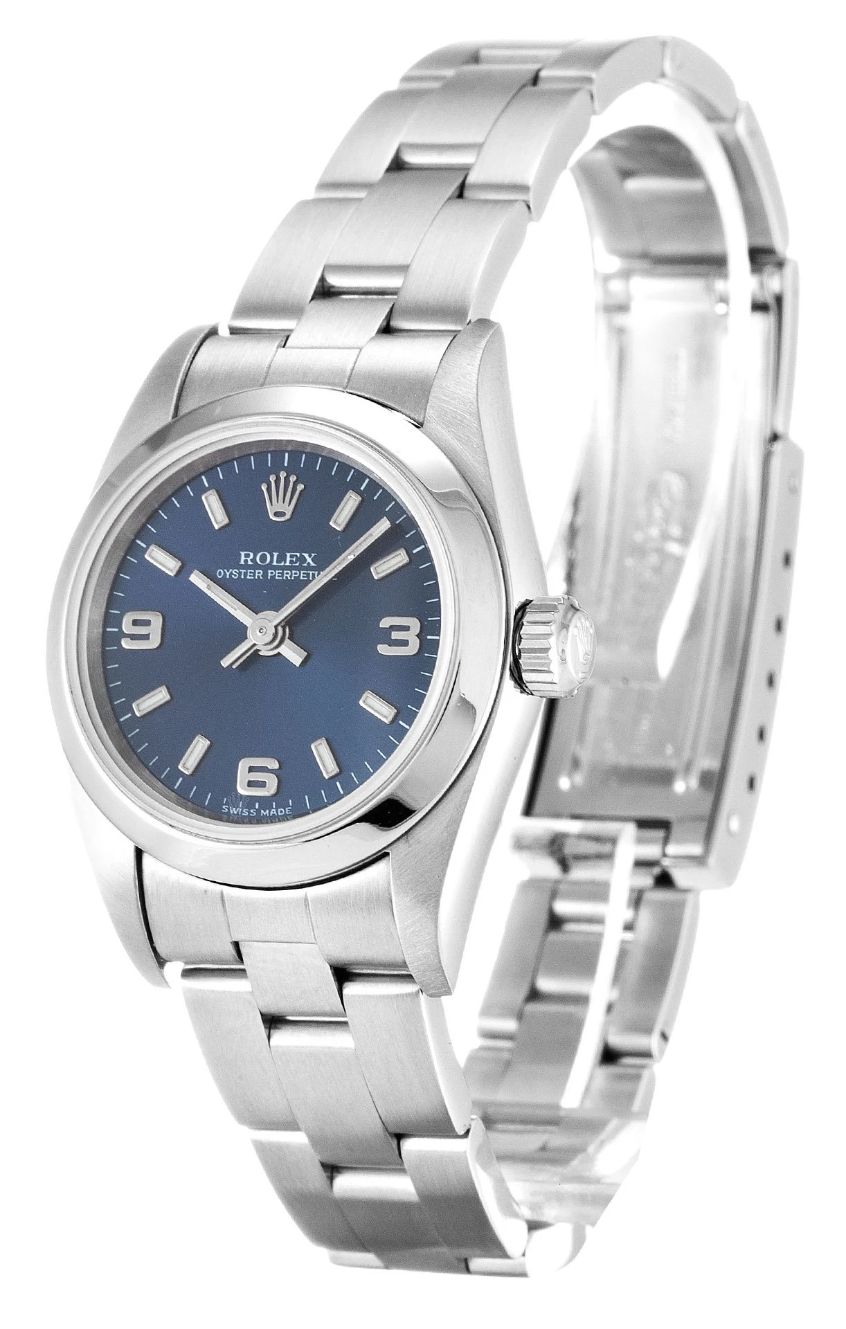 Oyster Perpetual Lady blaues Zifferblatt 76080 Perspektivansicht