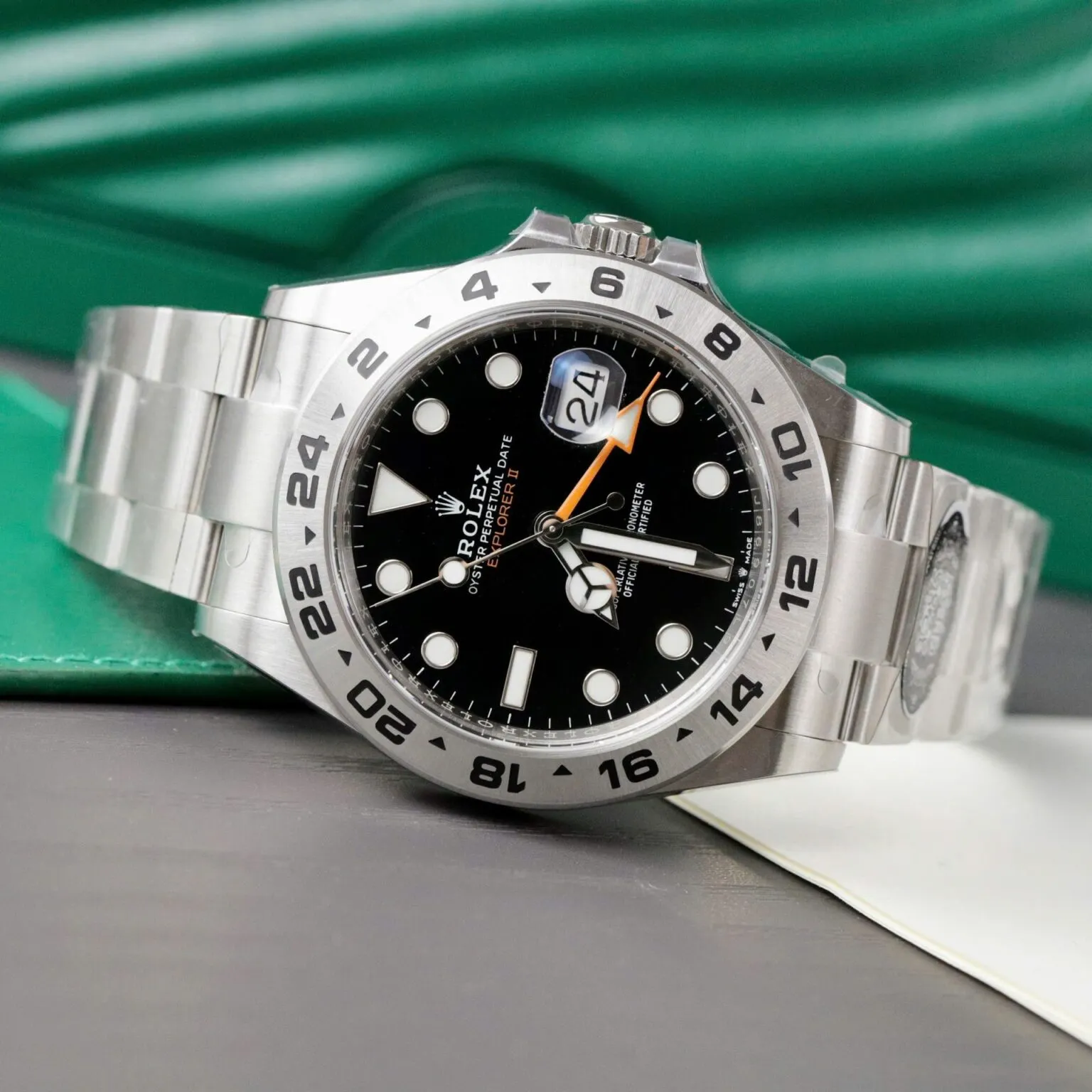 Explorer II schwarzes Zifferblatt Oyster Armband