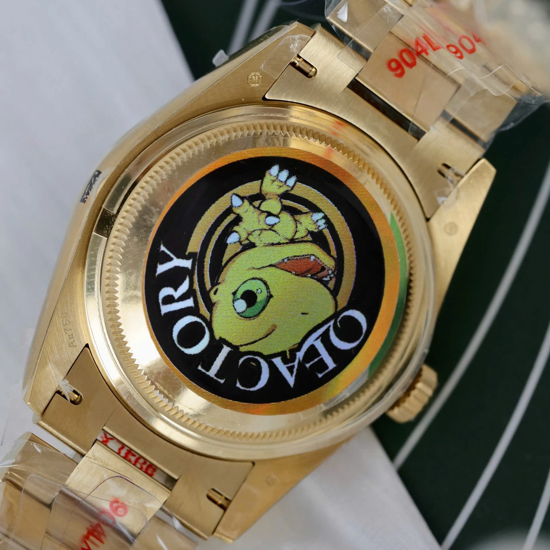 Rolex Day-Date champagnerfarbenes Zifferblatt mit Diamantbesatz 128238-0008 36 mm – Superclone – Bild 9