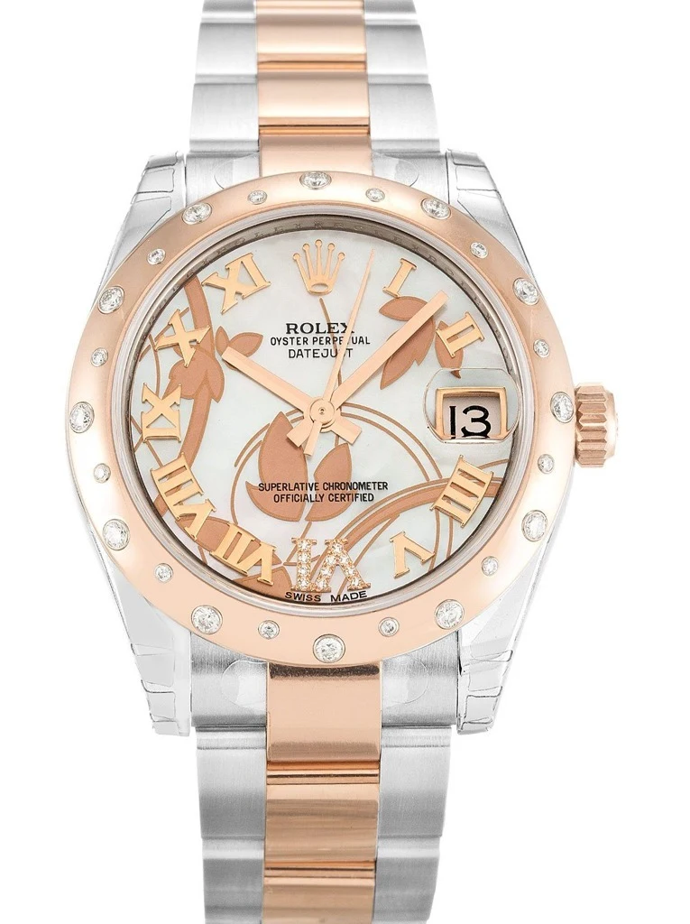 Lady-Datejust weißes Zifferblatt mit Blumenmuster 178341