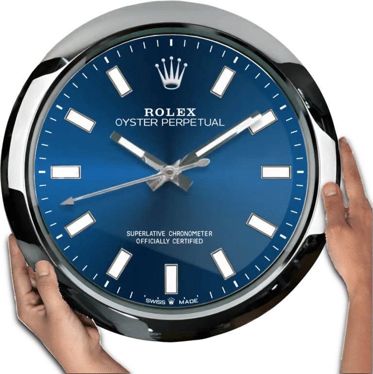 Wanduhr – OYSTER PERPETUAL Blau Perspektivansicht