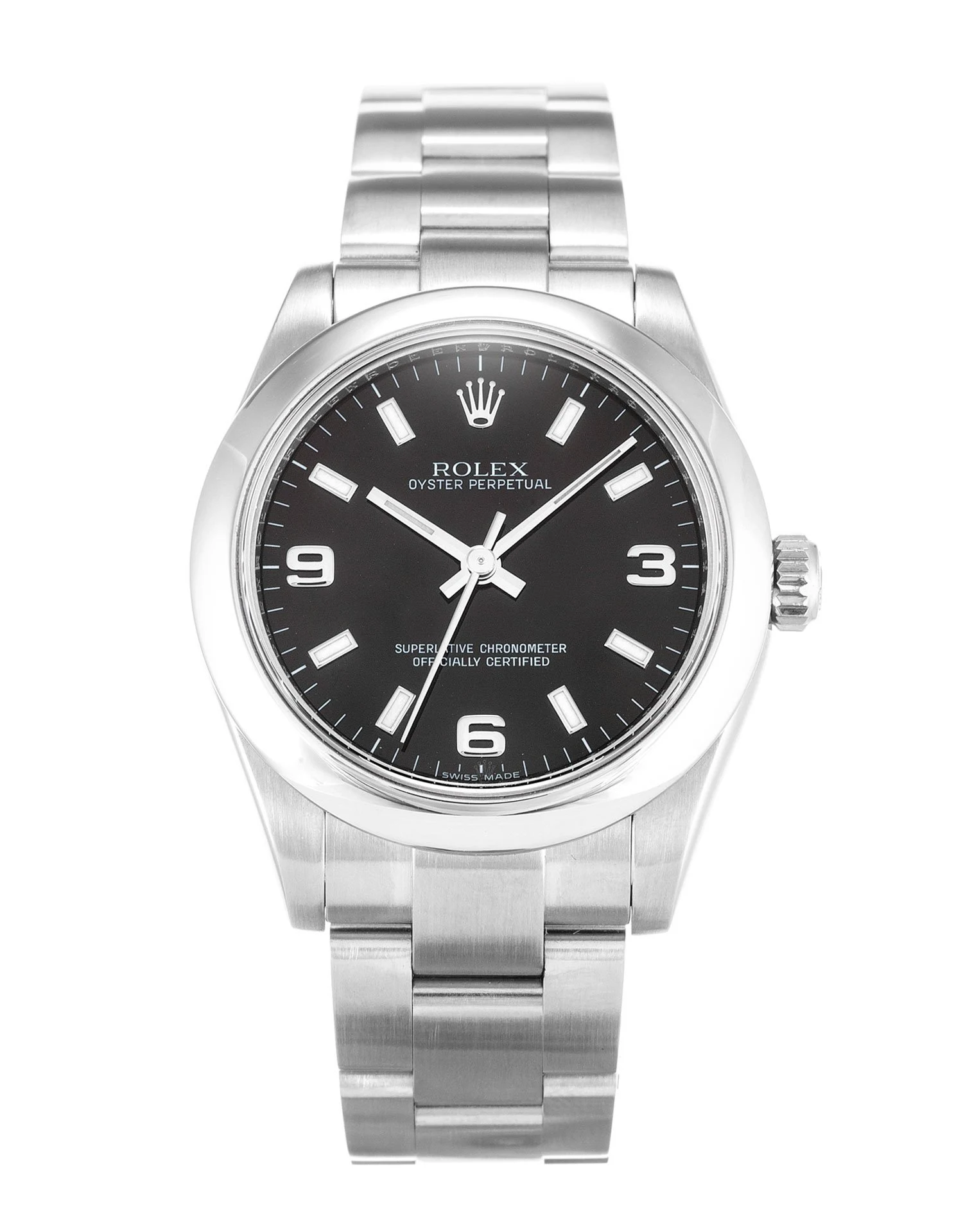 Oyster Perpetual Date lachsfarbenes Zifferblatt 15200 Nahaufnahme