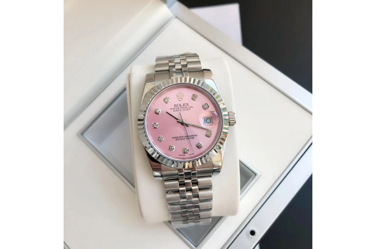 Datejust Edelstahl/Edelstahl Jubilee Rosa/Zifferblatt Designdetail