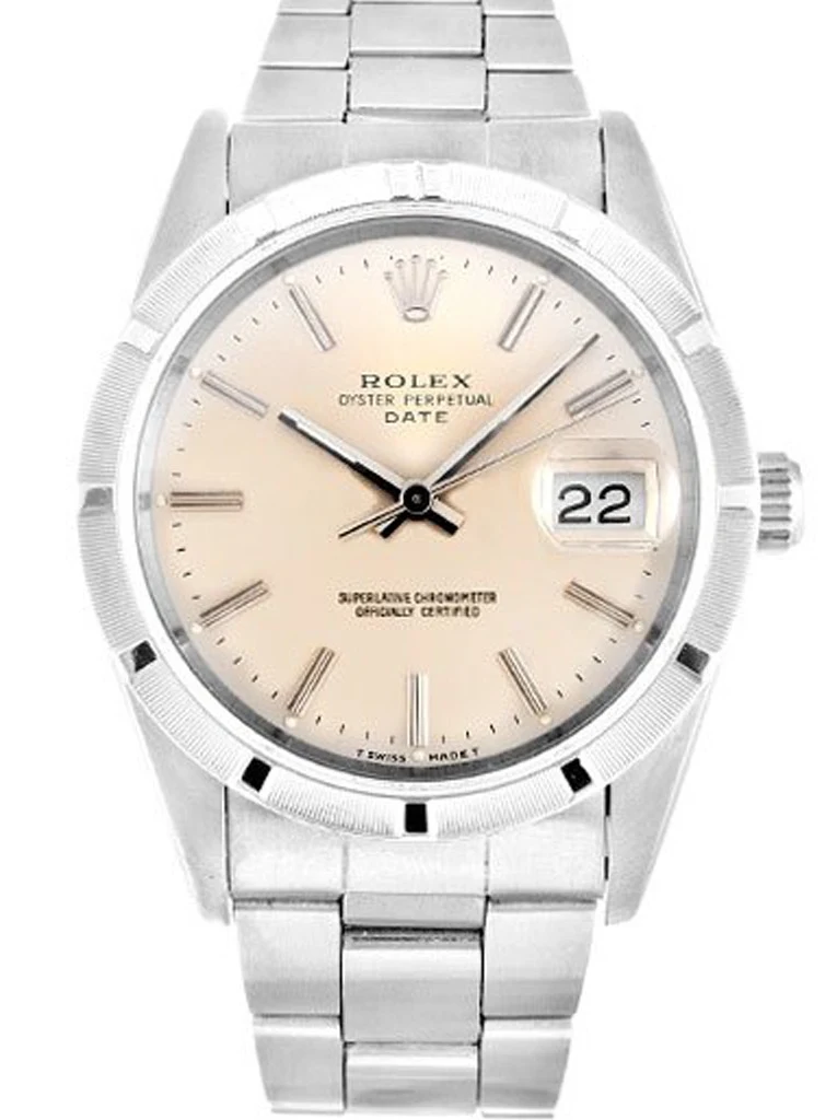 Oyster Perpetual Date silberfarbenes Zifferblatt 15210