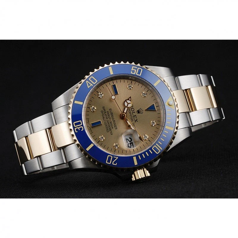 Submariner goldfarbenes Zifferblatt rl55 Nahaufnahme