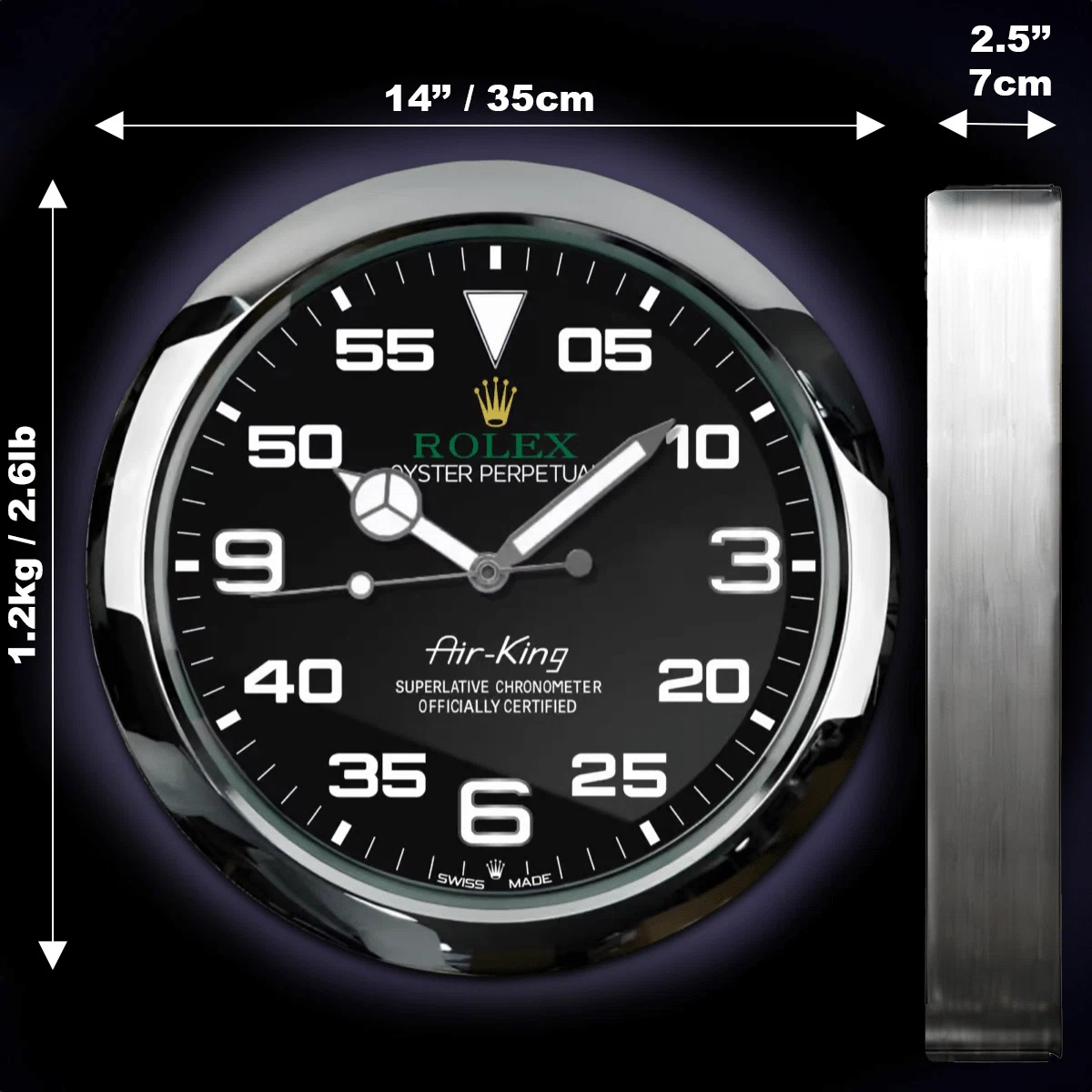 Wanduhr – AIR KING OYSTER PERPETUAL Schrägansicht