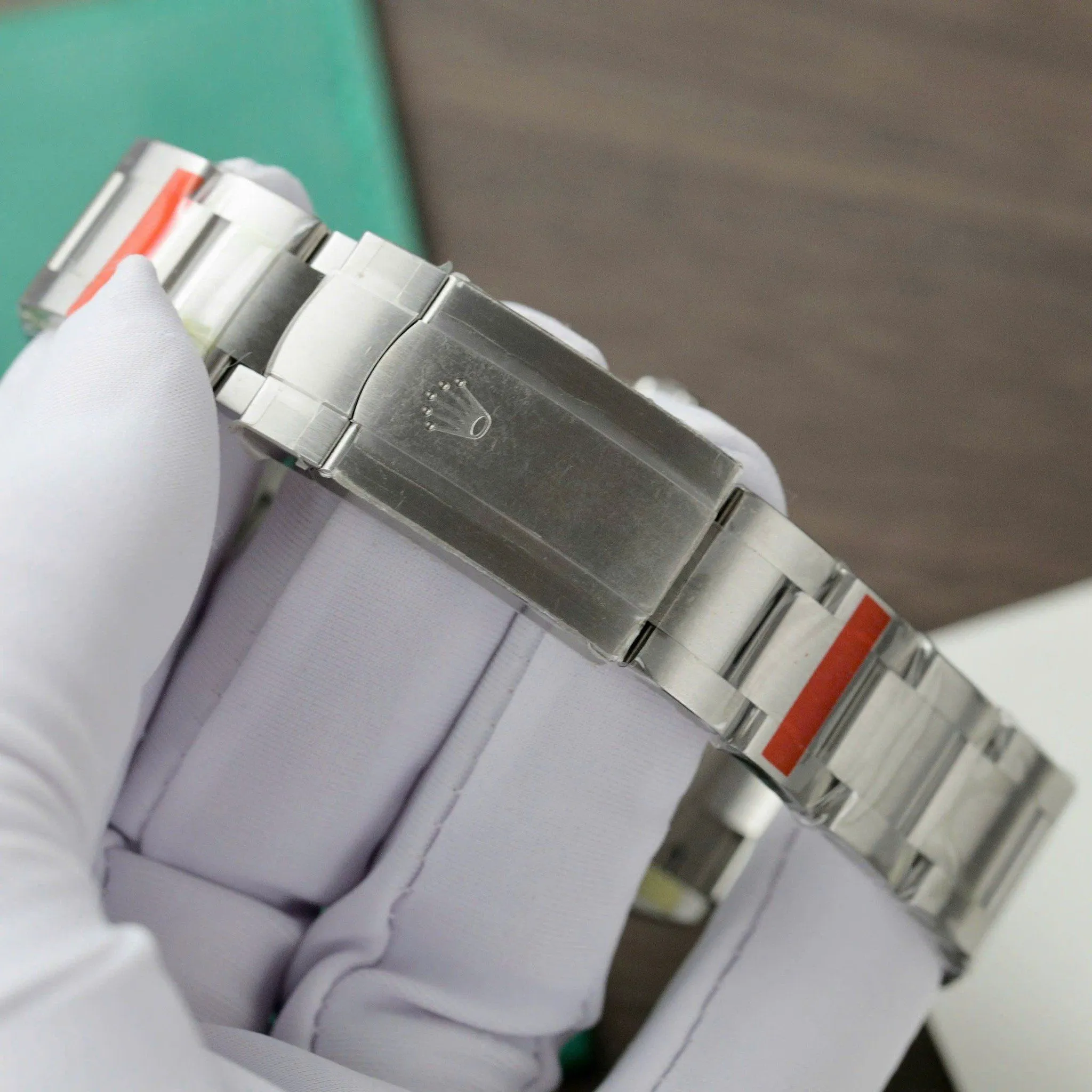 Oyster Perpetual schwarzes Zifferblatt Smooth Lünette Oyster Armband
