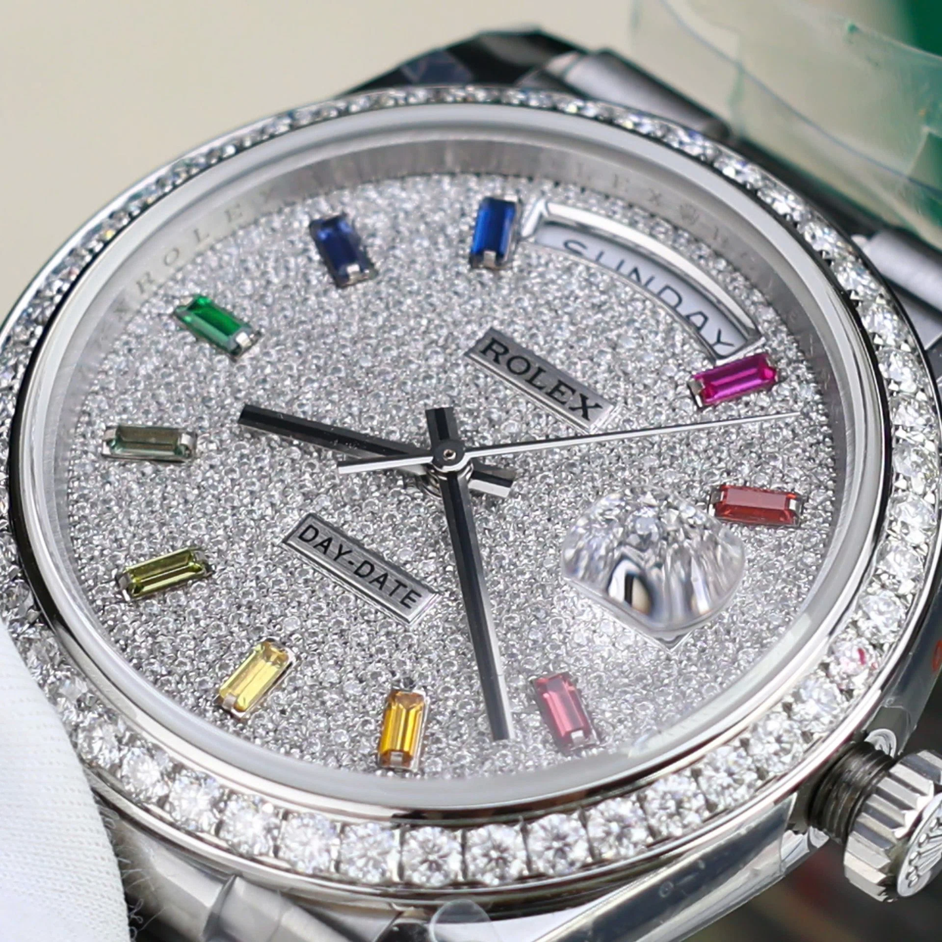 Rolex Day-Date mit Diamantbesatz-Pavé Zifferblatt 128349rbr-0006 36 mm – Superclone – Bild 6