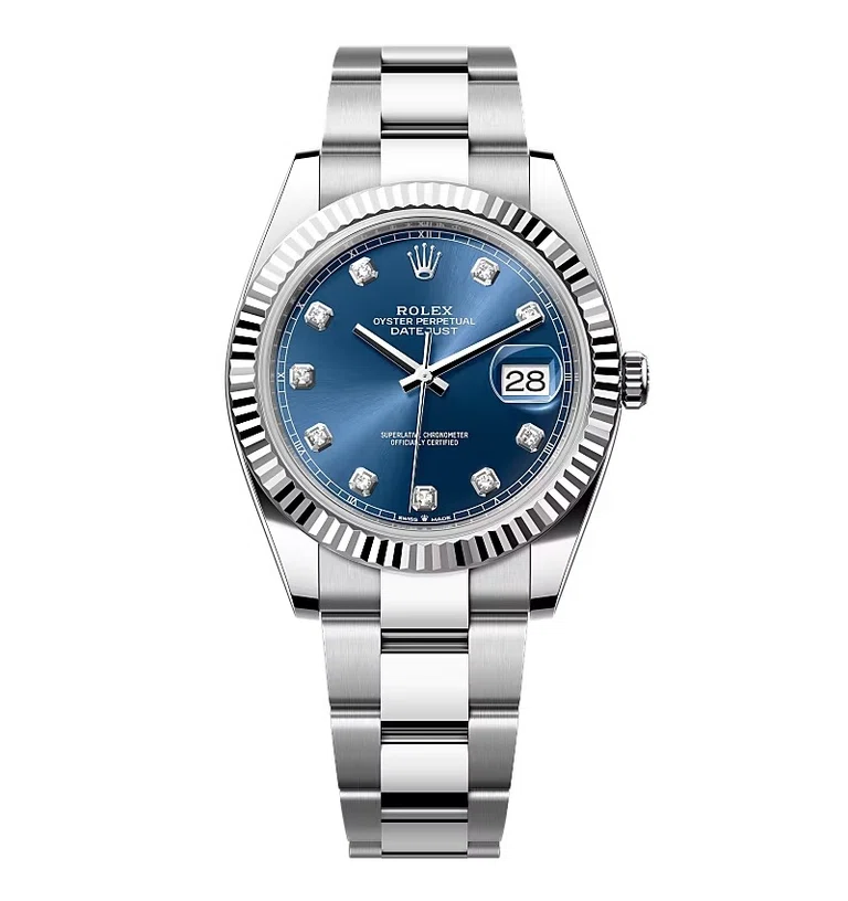 Rolex Datejust leuchtendblaues Zifferblatt mit Diamantbesatz 126334-0015 41 mm