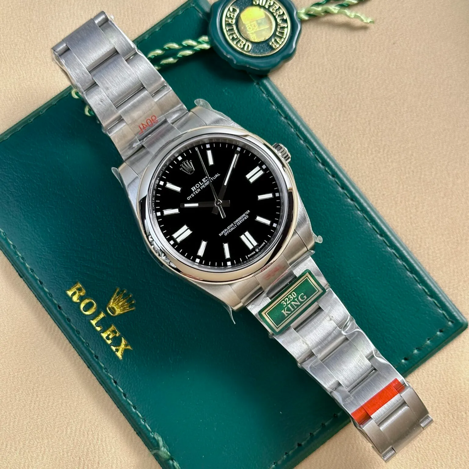 Oyster Perpetual schwarzes Zifferblatt Oyster Armband