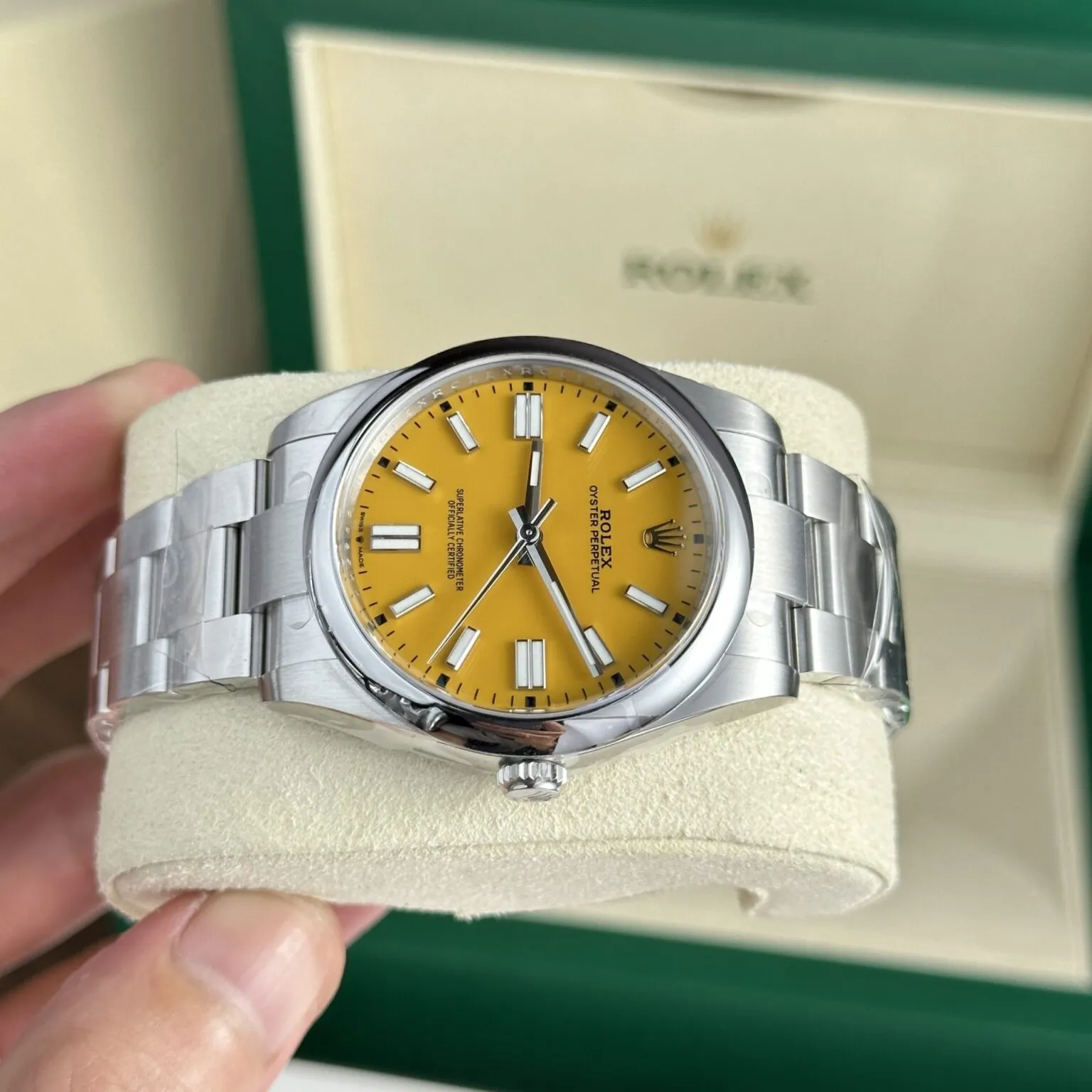 Oyster perpetual gelbes Zifferblatt Oyster Armband
