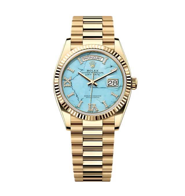 Rolex Day-Date Türkis Zifferblatt mit Diamantbesatz 128238-0071 36 mm – Superclone