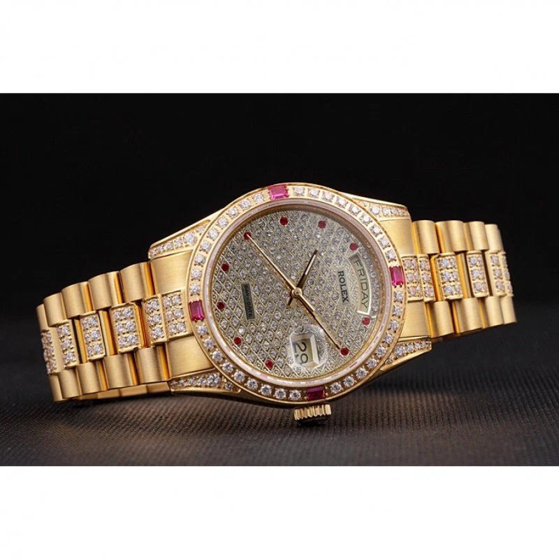 Superclone Day-Date Zifferblatt mit Diamantbesatz 621614 Nahaufnahme