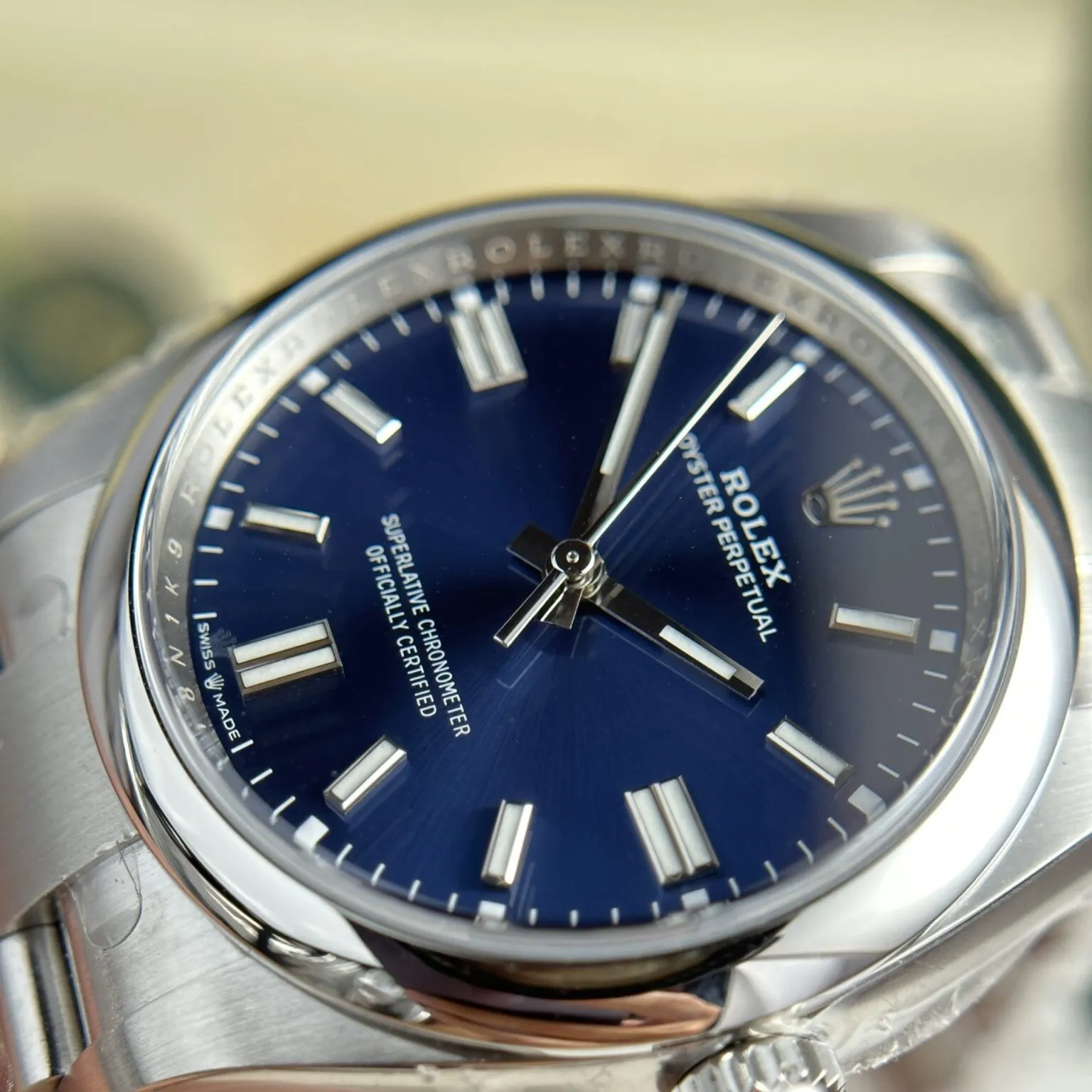 Oyster Perpetual blues Zifferblatt Oyster Armband