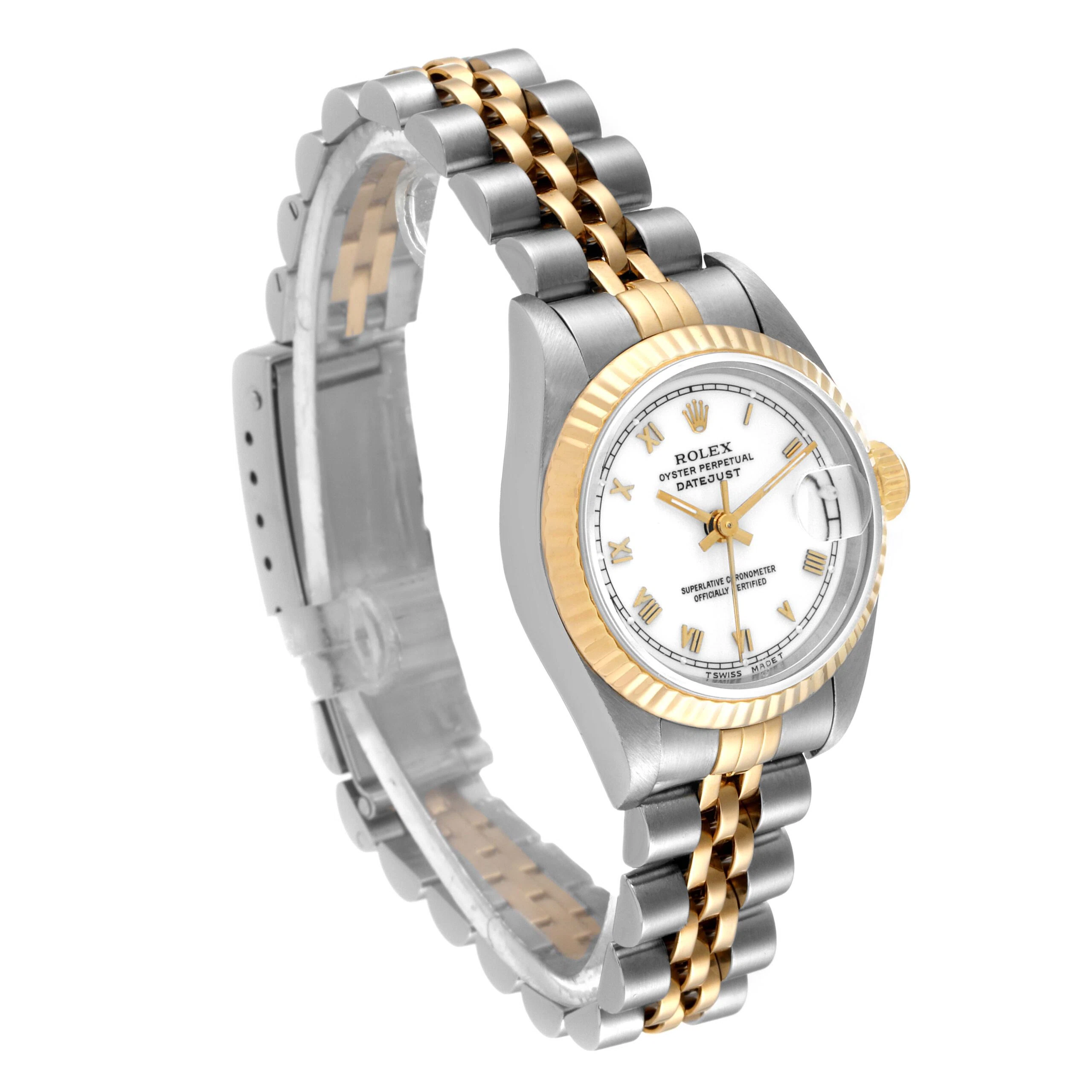 Lady-Datejust weißes Zifferblatt 69173 Schrägansicht