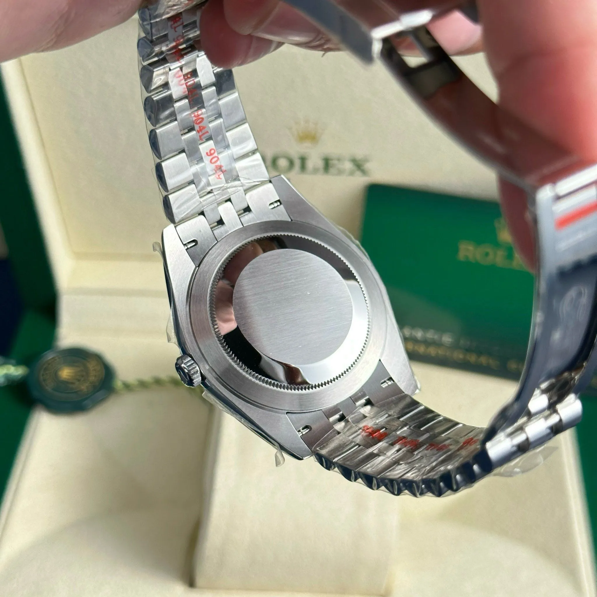 Datejust blaues Zifferblatt Geriffelt Lünette Jubilee Armband