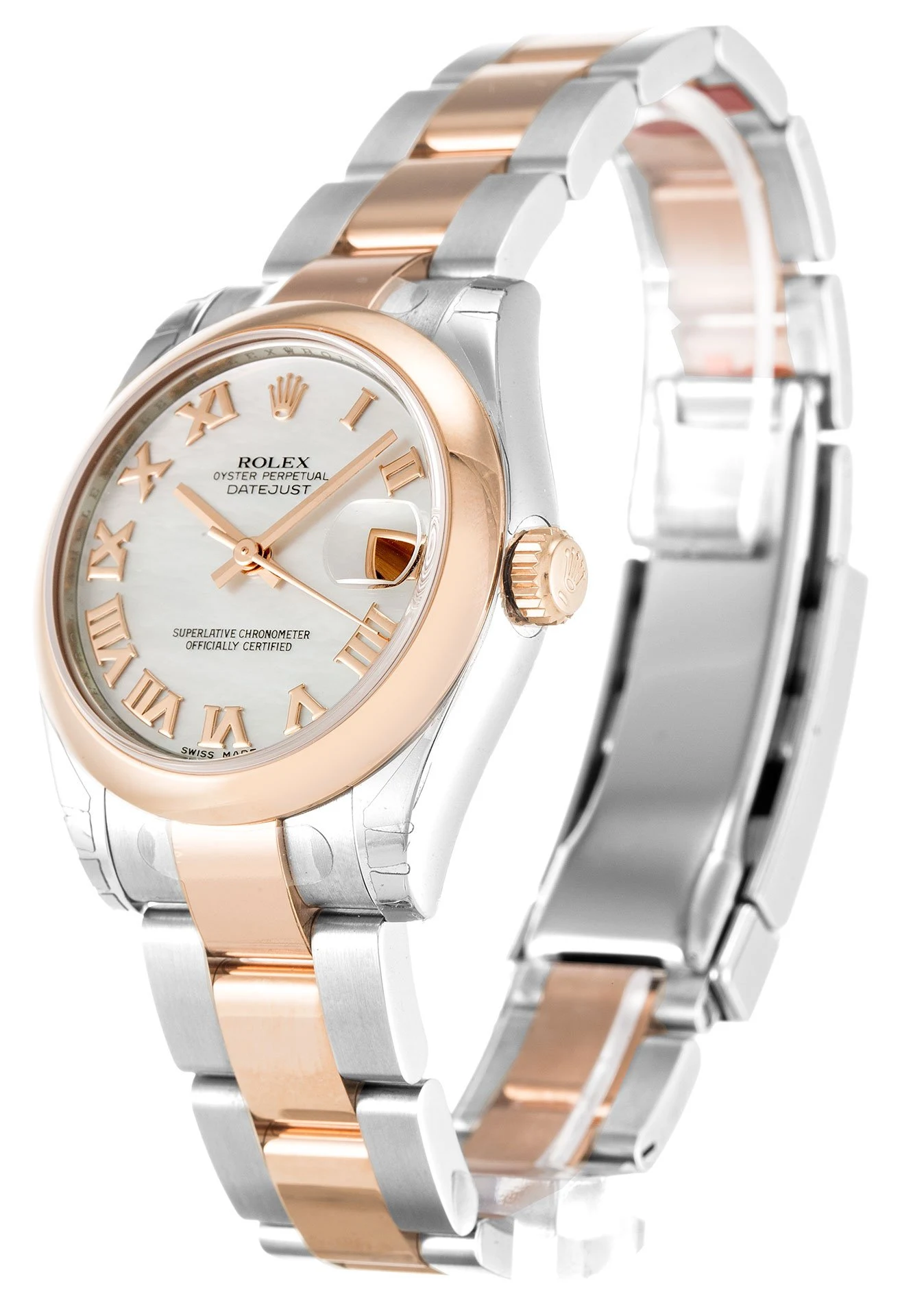 Datejust in mittlerer Größe Perlmutt-Zifferblatt 178241 Perspektivansicht