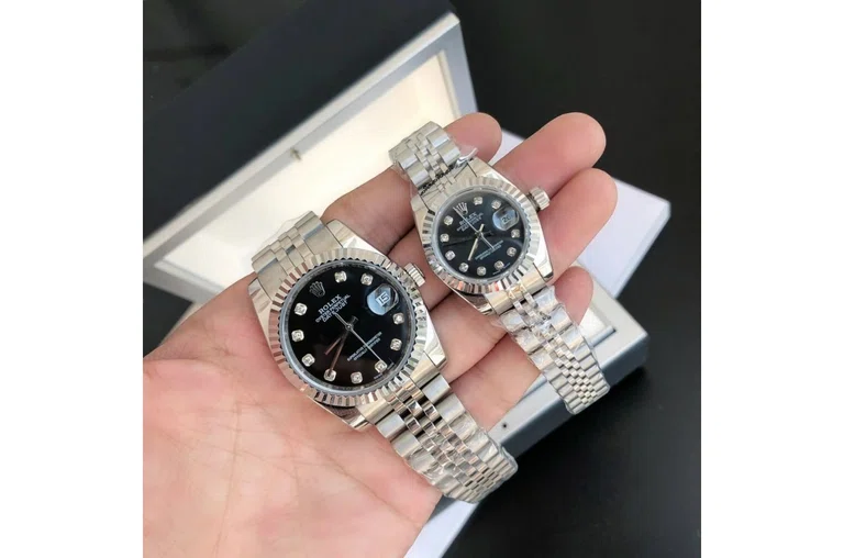 Datejust Edelstahl/Edelstahl Jubilee Schwarz/Zifferblatt