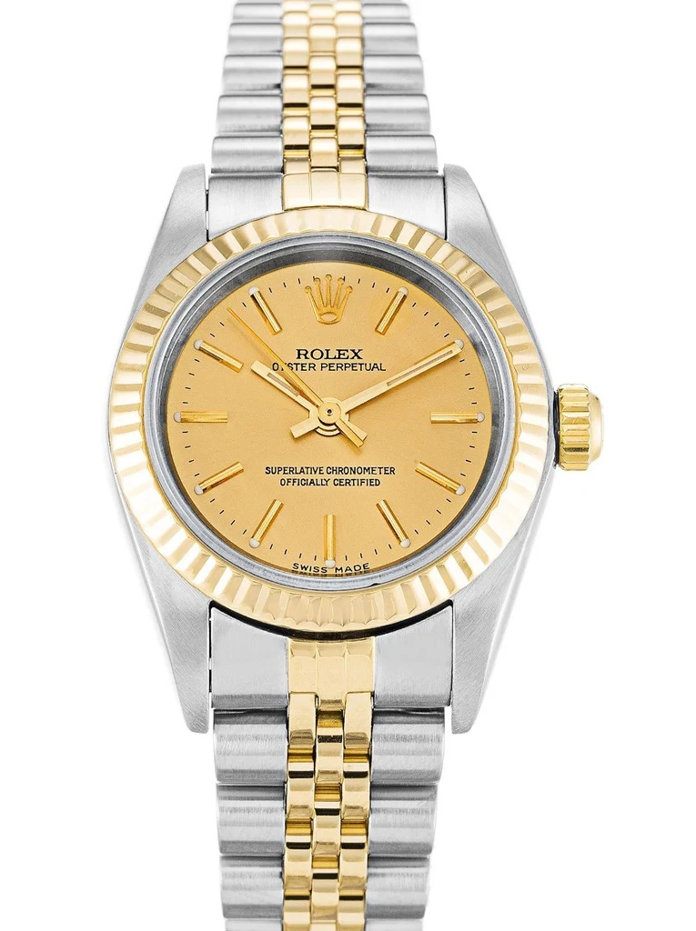 Oyster Perpetual Lady goldfarbenes Zifferblatt 76193