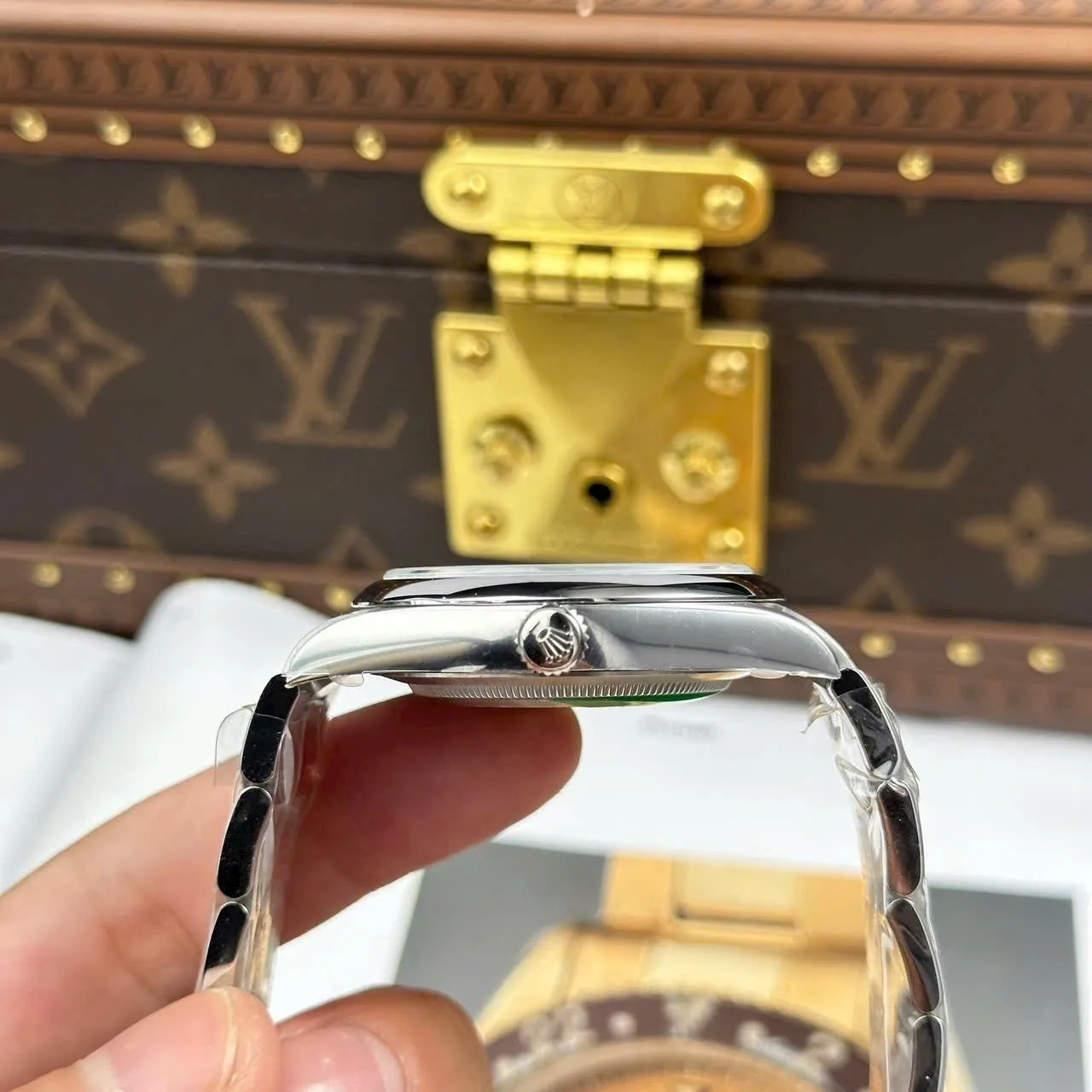 Oyster Perpetual silberfarbenes Zifferblatt Smooth Lünette Oyster Armband