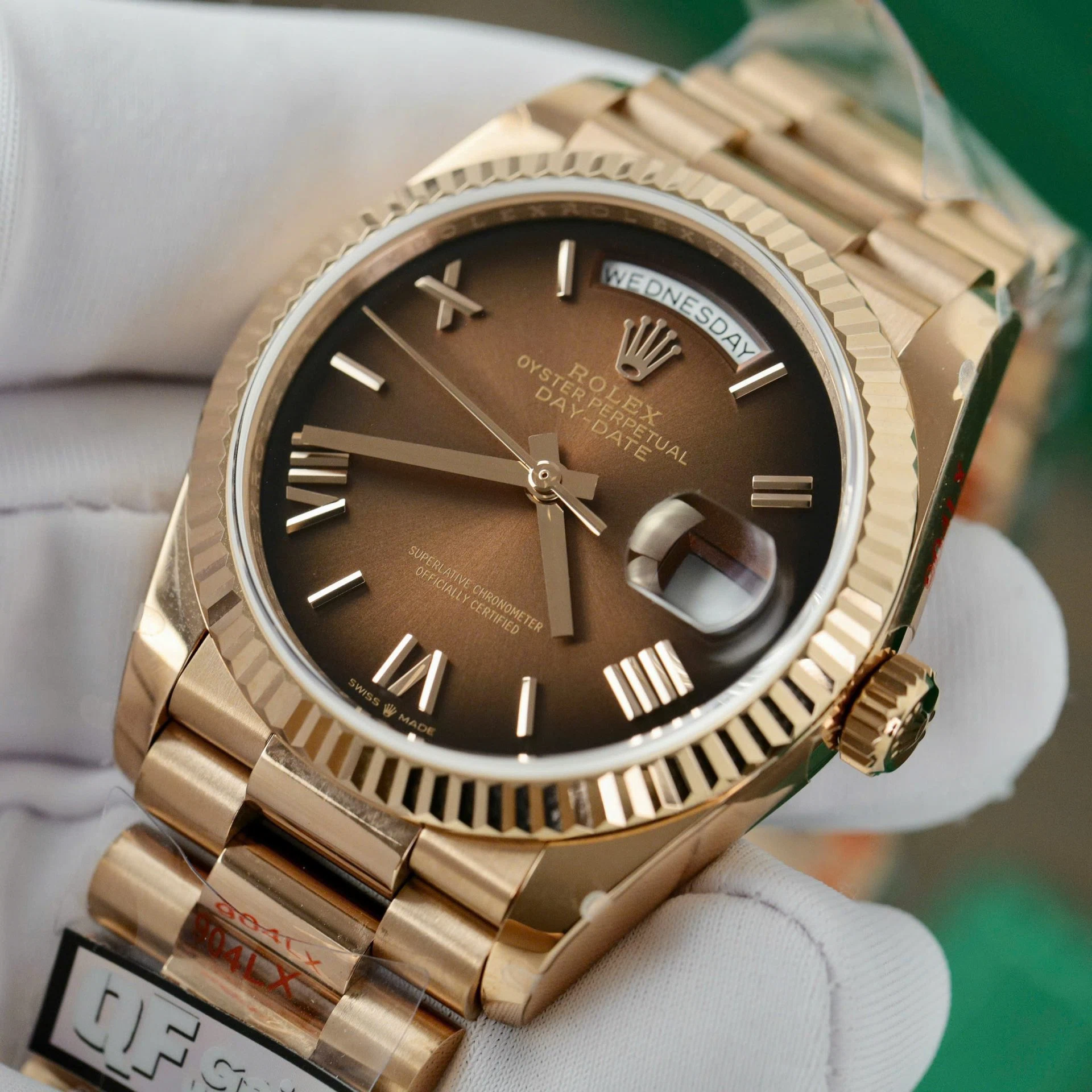Rolex Day-Date Braun Ombré Zifferblatt 128235-0075 36 mm – Superclone – Bild 5
