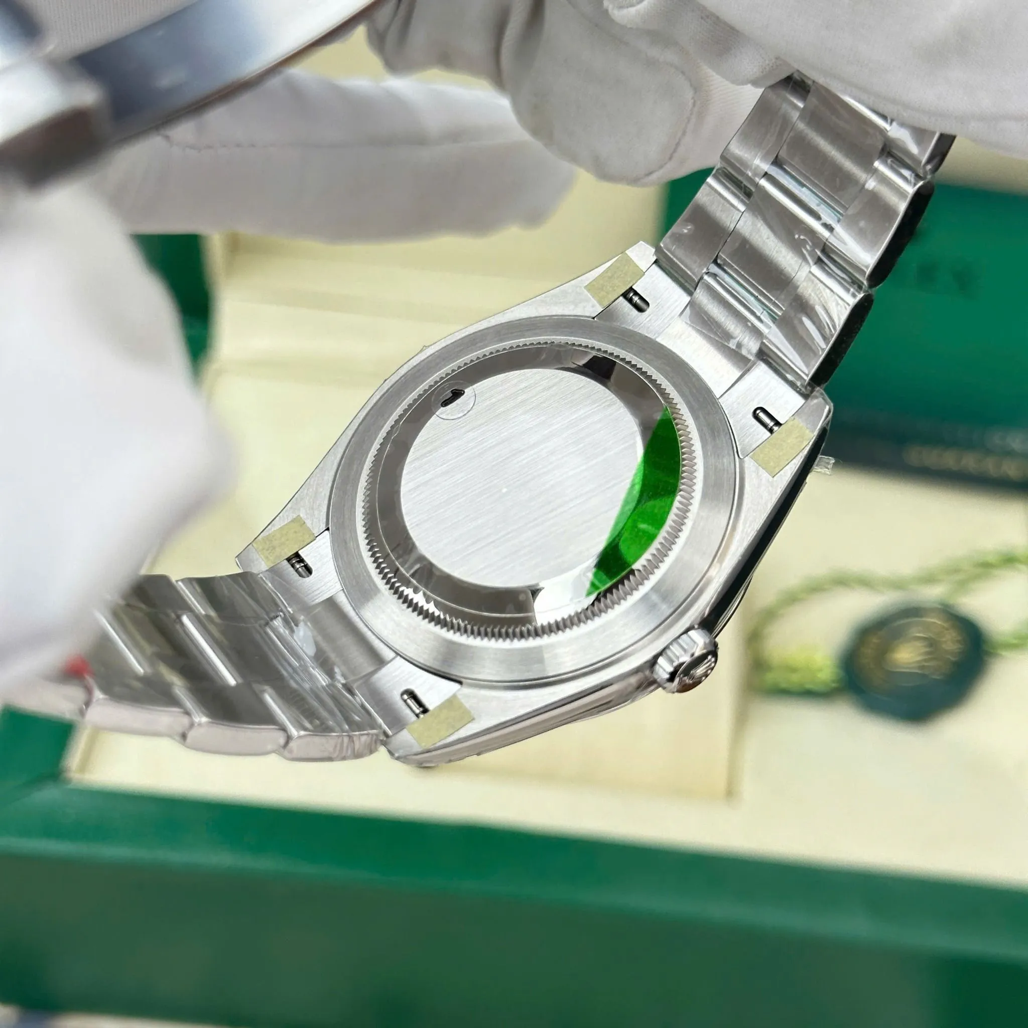 Datejust Wimbledon rhodiumfarbenes Zifferblatt Geriffelt Lünette Oyster Armband