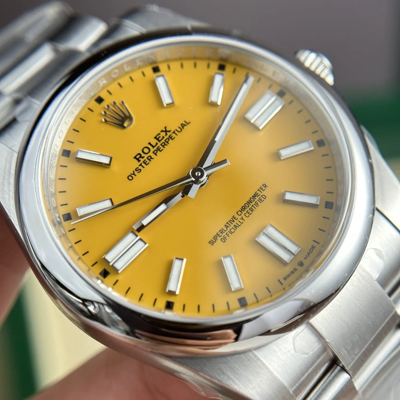 Oyster perpetual gelbes Zifferblatt Oyster Armband